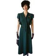 DK180 grøn kjole i 30er stil